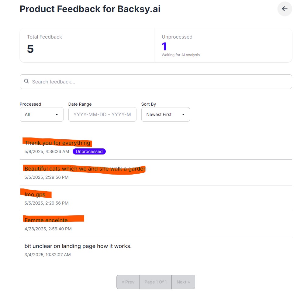 Unfiltered Feedback Examples